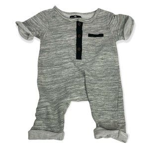 Troy James Baby Gray Black Boy Outfit Romper Marbled Heather 6-9 6 9 Months